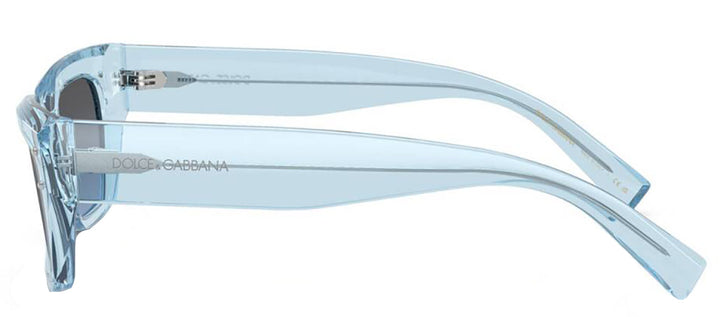 DOLCE & GABBANA DG 4462F 33227C Cat Eye Transparent Blue Acetate Sunglasses with Light Blue Mirror Silver Gradient Lens