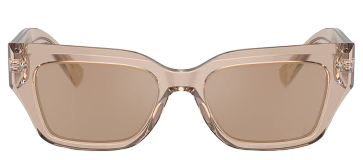 DOLCE & GABBANA DG 4462F 34325A Cat Eye Transparent Camel Acetate Sunglasses with Light Brown Mirror Flash Gold Lens