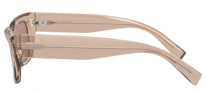 DOLCE & GABBANA DG 4462F 34325A Cat Eye Transparent Camel Acetate Sunglasses with Light Brown Mirror Flash Gold Lens
