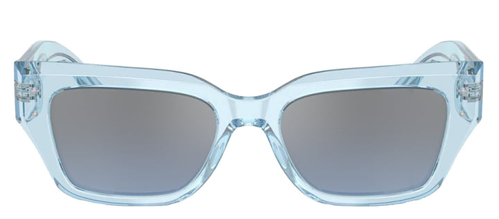 DOLCE & GABBANA DG 4462 33227C Cat Eye Transparent Blue Acetate Sunglasses with Light Blue Mirror Silver Grad Lens