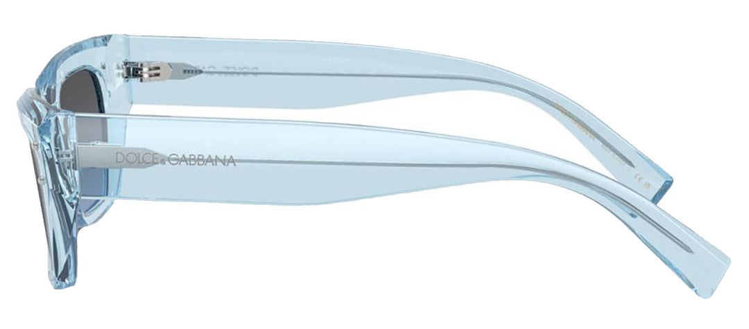 DOLCE & GABBANA DG 4462 33227C Cat Eye Transparent Blue Acetate Sunglasses with Light Blue Mirror Silver Grad Lens