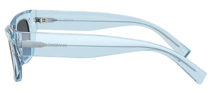 DOLCE & GABBANA DG 4462 33227C Cat Eye Transparent Blue Acetate Sunglasses with Light Blue Mirror Silver Grad Lens