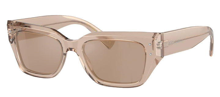 DOLCE & GABBANA DG 4462 34325A Cat Eye Transparent Camel Acetate Sunglasses with Light Brown Mirror Flash Gold Lens