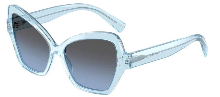 DOLCE & GABBANA DG 4463F 33227C Butterfly Transparent Blue Acetate Sunglasses with Light Blue Mirror Silver Gradient Lens