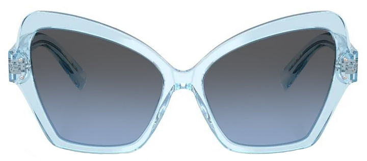 DOLCE & GABBANA DG 4463F 33227C Butterfly Transparent Blue Acetate Sunglasses with Light Blue Mirror Silver Gradient Lens