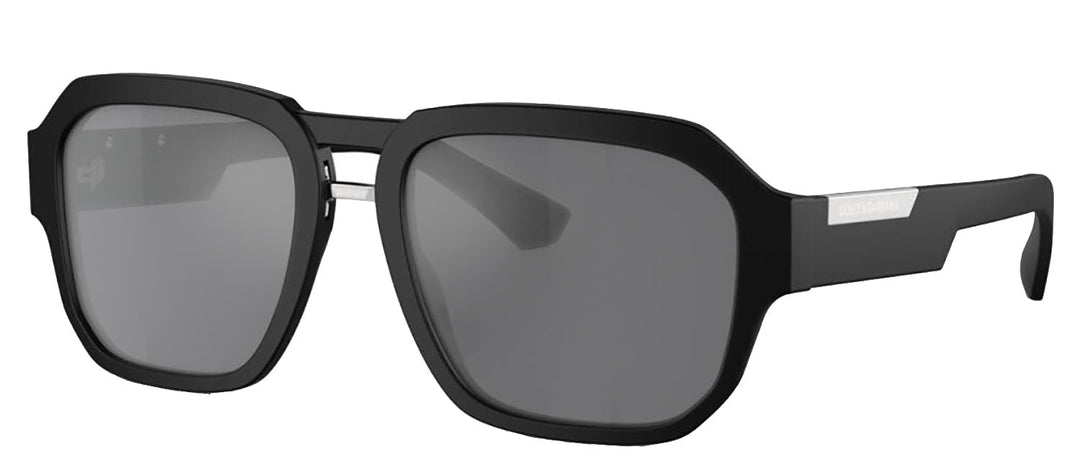 DOLCE & GABBANA DG 4464F 25256G Pilot Matte Black Acetate Sunglasses with Grey Mirror Black Lens