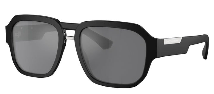 DOLCE & GABBANA DG 4464F 25256G Pilot Matte Black Acetate Sunglasses with Grey Mirror Black Lens