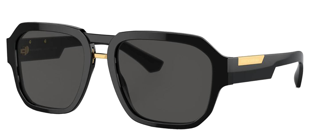 DOLCE & GABBANA DG 4464F 501/87 Pilot Black Acetate Sunglasses with Dark Grey Lens