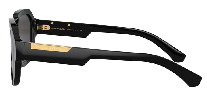 DOLCE & GABBANA DG 4464F 501/87 Pilot Black Acetate Sunglasses with Dark Grey Lens