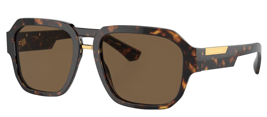 DOLCE & GABBANA DG 4464F 502/73 Pilot Havana Acetate Sunglasses with Dark Brown Lens