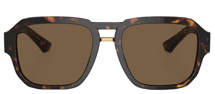 DOLCE & GABBANA DG 4464F 502/73 Pilot Havana Acetate Sunglasses with Dark Brown Lens