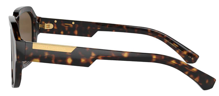 DOLCE & GABBANA DG 4464F 502/73 Pilot Havana Acetate Sunglasses with Dark Brown Lens