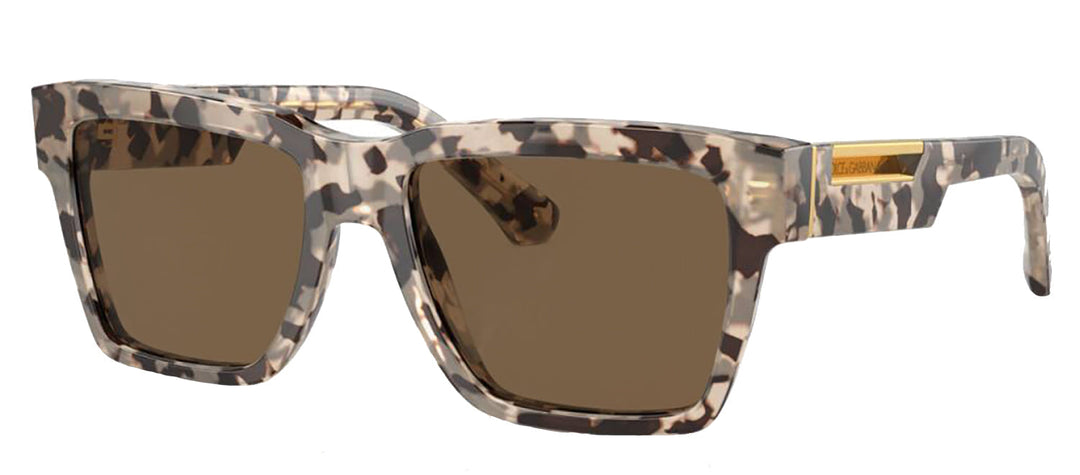 DOLCE & GABBANA DG 4465F 343473 Pilot Havana Beige Acetate Sunglasses with Dark Brown Lens