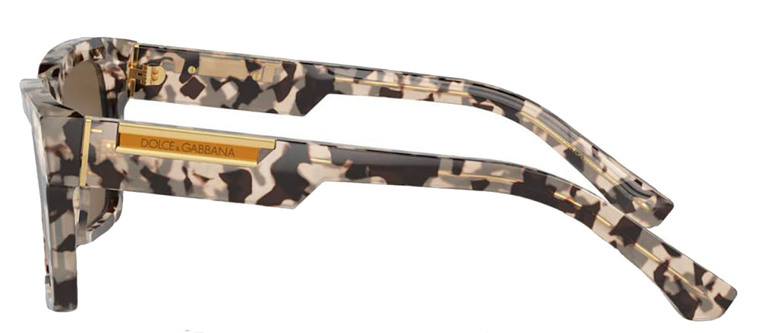 DOLCE & GABBANA DG 4465F 343473 Pilot Havana Beige Acetate Sunglasses with Dark Brown Lens