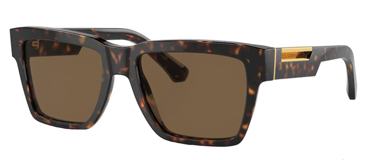 DOLCE & GABBANA DG 4465F 502/73 Pilot Havana Acetate Sunglasses with Dark Brown Lens