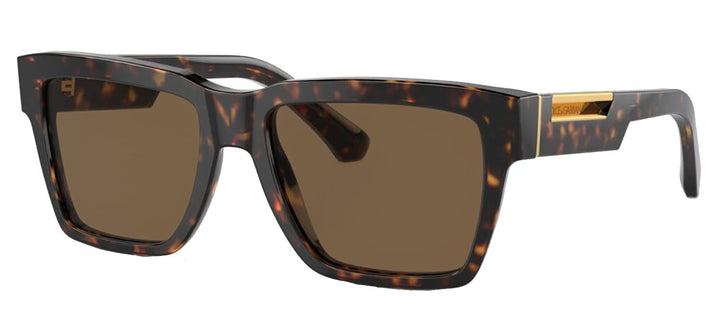 DOLCE & GABBANA DG 4465 502/73 Pilot Havana Acetate Sunglasses with Dark Brown Lens