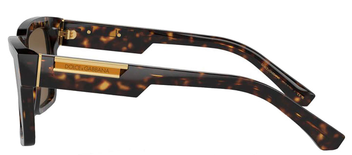 DOLCE & GABBANA DG 4465 502/73 Pilot Havana Acetate Sunglasses with Dark Brown Lens