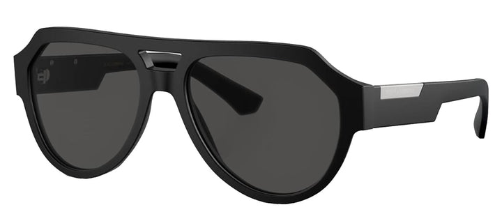 DOLCE & GABBANA DG 4466F 25256G Square Matte Black Acetate Sunglasses with Grey Mirror Black Lens