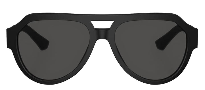 DOLCE & GABBANA DG 4466F 25256G Square Matte Black Acetate Sunglasses with Grey Mirror Black Lens