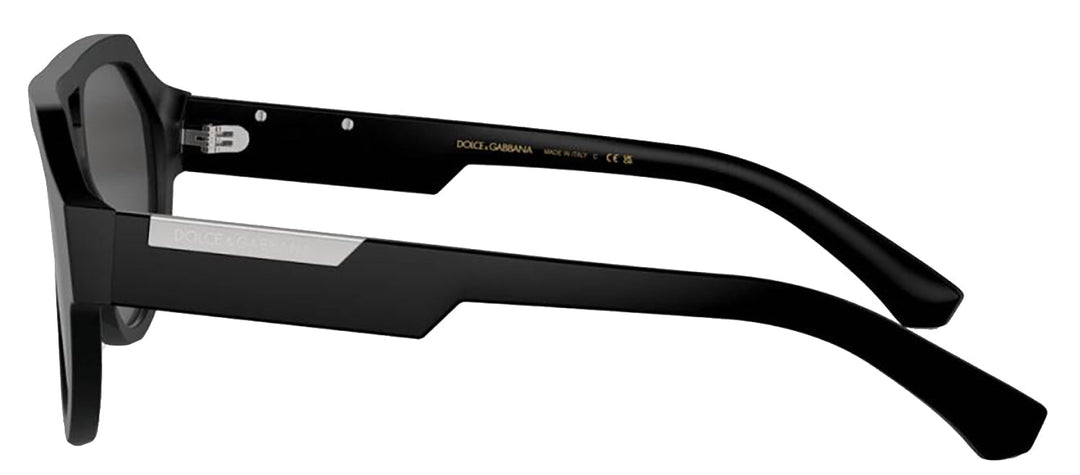DOLCE & GABBANA DG 4466F 25256G Square Matte Black Acetate Sunglasses with Grey Mirror Black Lens