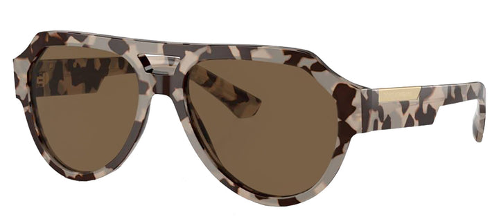 DOLCE & GABBANA DG 4466F 343473 Square Havana Beige Acetate Sunglasses with Dark Brown Lens