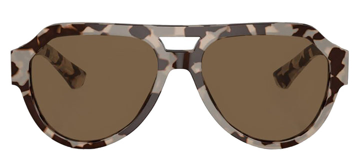 DOLCE & GABBANA DG 4466F 343473 Square Havana Beige Acetate Sunglasses with Dark Brown Lens