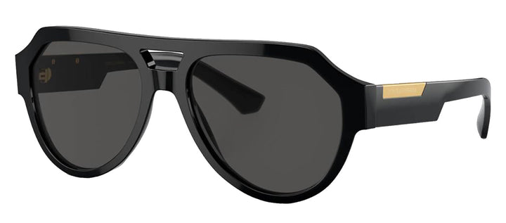 DOLCE & GABBANA DG 4466F 501/87 Square Black Acetate Sunglasses with Dark Grey Lens