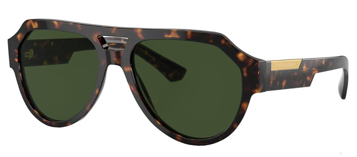 DOLCE & GABBANA DG 4466F 502/71 Square Havana Acetate Sunglasses with Dark Green Lens