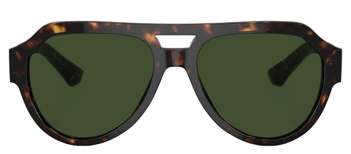 DOLCE & GABBANA DG 4466F 502/71 Square Havana Acetate Sunglasses with Dark Green Lens