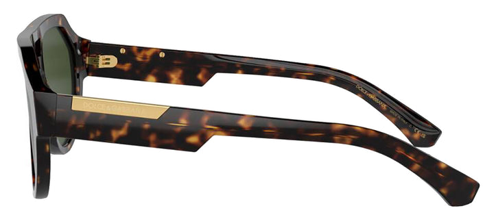 DOLCE & GABBANA DG 4466F 502/71 Square Havana Acetate Sunglasses with Dark Green Lens
