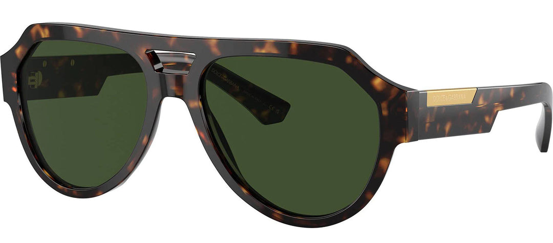 DOLCE & GABBANA DG 4466 502/71 Square Havana Acetate Sunglasses with Dark Green Lens