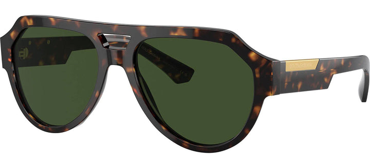 DOLCE & GABBANA DG 4466 502/71 Square Havana Acetate Sunglasses with Dark Green Lens