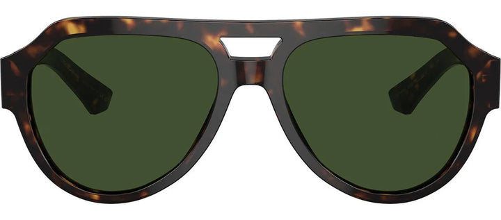 DOLCE & GABBANA DG 4466 502/71 Square Havana Acetate Sunglasses with Dark Green Lens