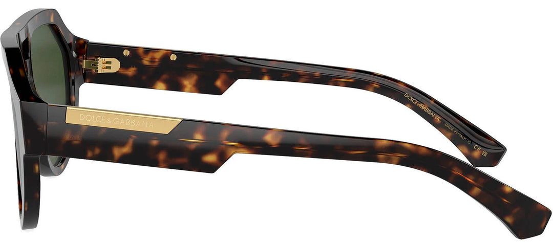 DOLCE & GABBANA DG 4466 502/71 Square Havana Acetate Sunglasses with Dark Green Lens