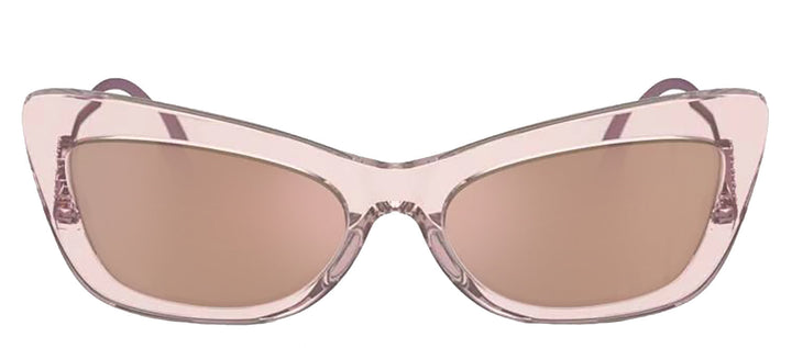 DOLCE & GABBANA DG 4467B 31486X Cat Eye Transparent Rose Acetate Sunglasses with Light Brown Mirror Pink Lens