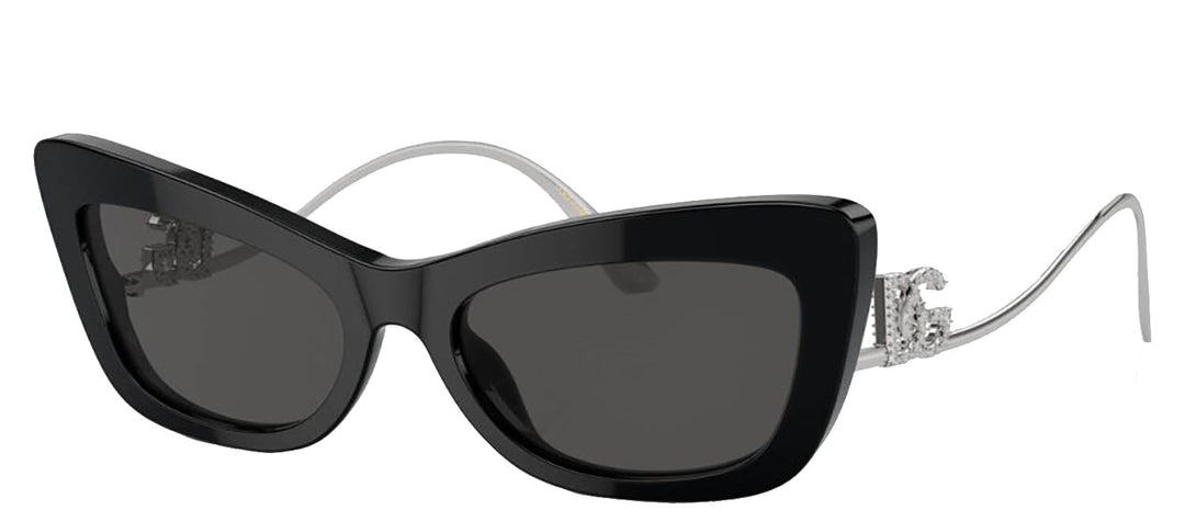 DOLCE & GABBANA DG 4467B 501/87 Cat Eye Black Acetate Sunglasses with Dark Grey Lens