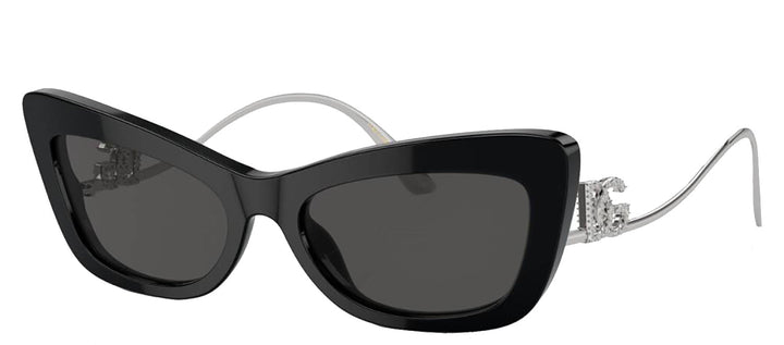 DOLCE & GABBANA DG 4467B 501/87 Cat Eye Black Acetate Sunglasses with Dark Grey Lens