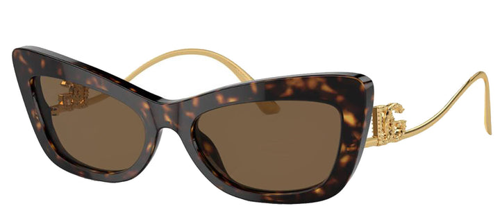 DOLCE & GABBANA DG 4467B 502/73 Cat Eye Havana Acetate Sunglasses with Dark Brown Lens