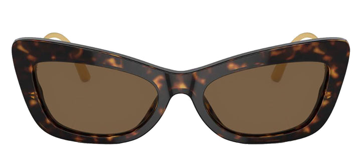 DOLCE & GABBANA DG 4467B 502/73 Cat Eye Havana Acetate Sunglasses with Dark Brown Lens