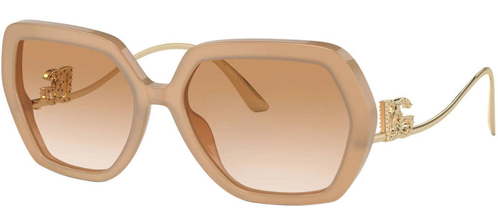 DOLCE & GABBANA DG 4468BF 34373B Irregular Opal Beige Acetate Sunglasses with Clear Gradient Light Brown Lens