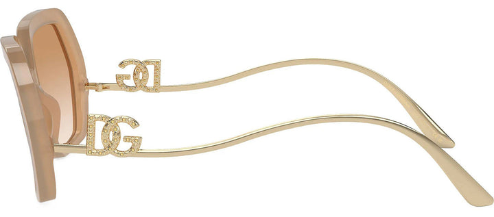 DOLCE & GABBANA DG 4468BF 34373B Irregular Opal Beige Acetate Sunglasses with Clear Gradient Light Brown Lens