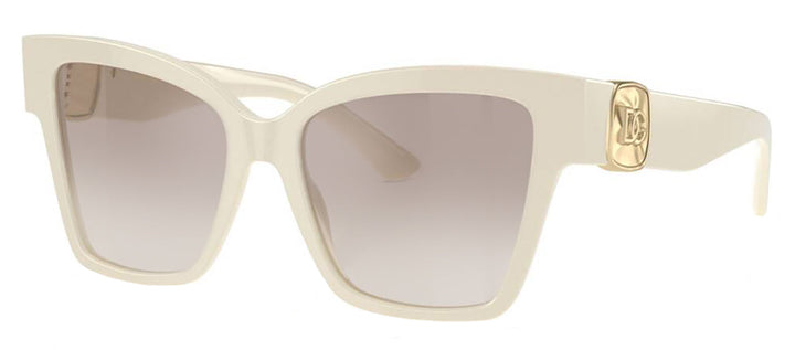 DOLCE & GABBANA DG 4470F 331294 Square Cream Acetate Sunglasses with Clear Gradient Brown Mirror Silver Lens