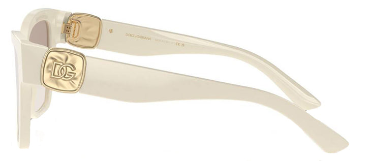 DOLCE & GABBANA DG 4470F 331294 Square Cream Acetate Sunglasses with Clear Gradient Brown Mirror Silver Lens