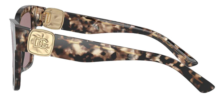 DOLCE & GABBANA DG 4470F 34387N Square Havana Brown Pearl Acetate Sunglasses with Light Purple Brown Lens