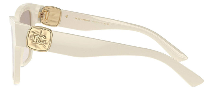 DOLCE & GABBANA DG 4470 331294 Square Cream Acetate Sunglasses with Clear Gradient Brown Mirror Silver Lens