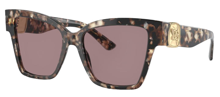 DOLCE & GABBANA DG 4470 34387N Square Havana Brown Pearl Acetate Sunglasses with Light Purple Brown Lens