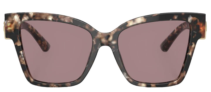 DOLCE & GABBANA DG 4470 34387N Square Havana Brown Pearl Acetate Sunglasses with Light Purple Brown Lens