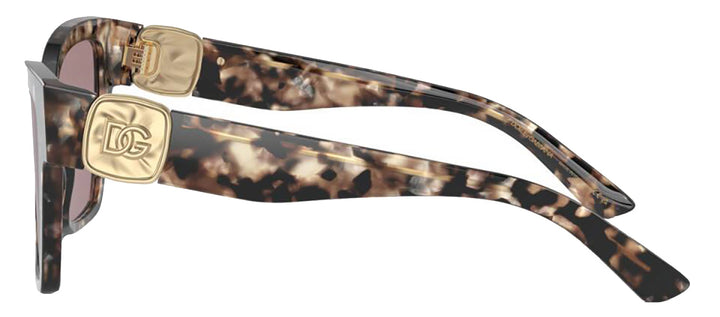 DOLCE & GABBANA DG 4470 34387N Square Havana Brown Pearl Acetate Sunglasses with Light Purple Brown Lens