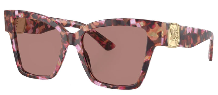 DOLCE & GABBANA DG 4470 344073 Square Havana Pink Pearl Acetate Sunglasses with Light Brown Lens