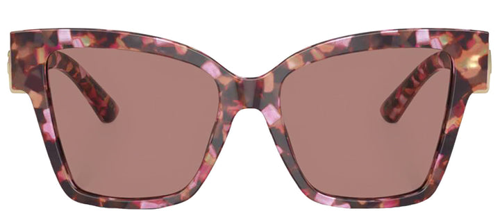 DOLCE & GABBANA DG 4470 344073 Square Havana Pink Pearl Acetate Sunglasses with Light Brown Lens